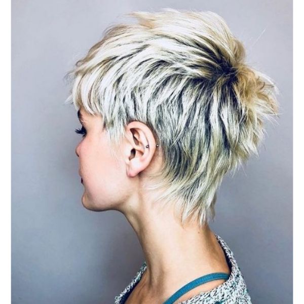 Pixie Cut with Dark Roots Hairstyle