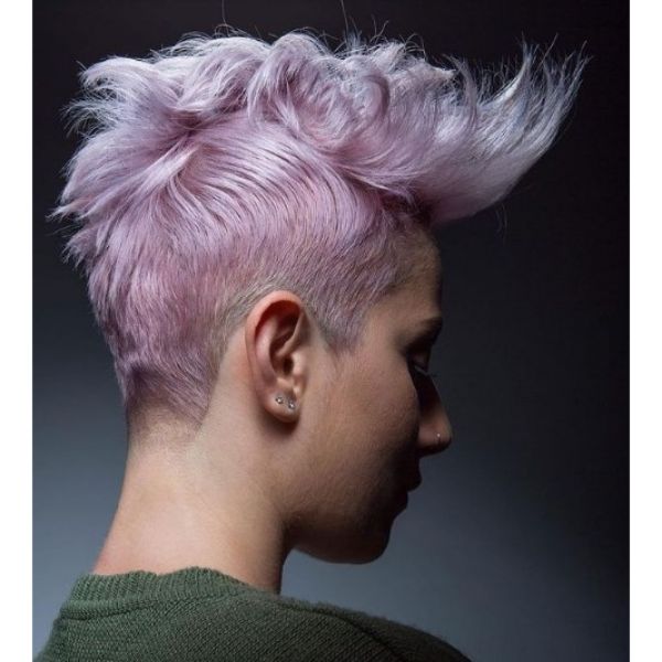 Pastel Pink Punk Mohawk with Undercut Hairstyle