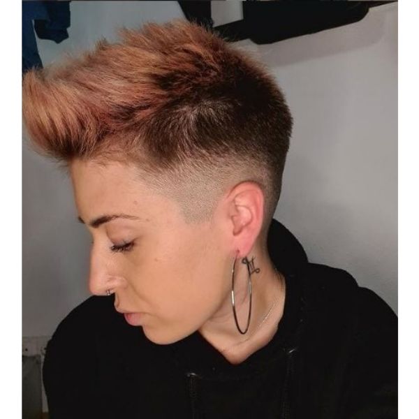 Dirty Pink Undercut with Shaved Sides Hairstyle