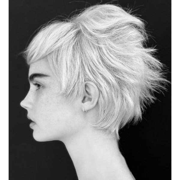 Short Feathered Pixie Cut with Straight Bangs