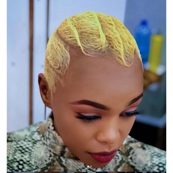 Short Yellow Finger Waves Hairstyle  Short Curly Hairstyle