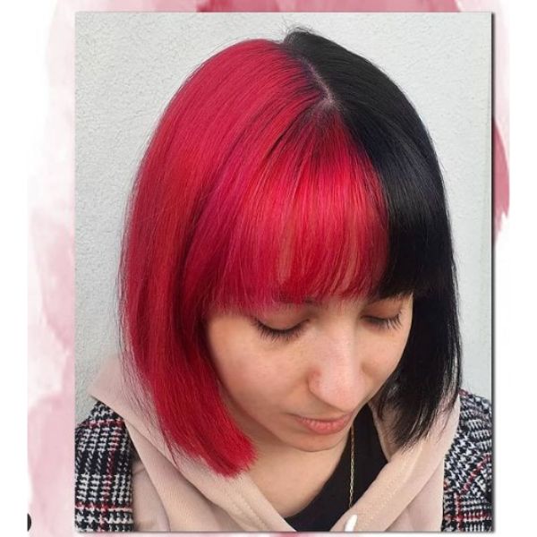 Two-colored Bob with Straight Bangs Hairstyle