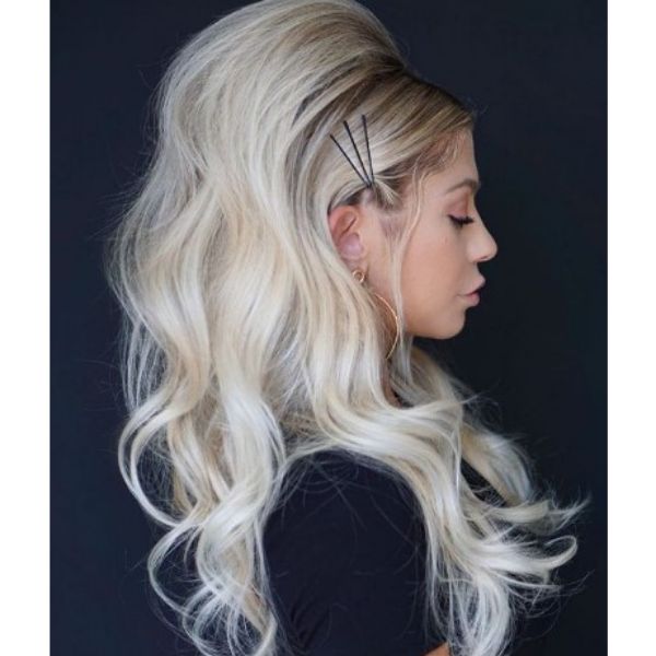  70's Style Long Retro Hairstyle For Blonde Hair