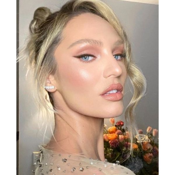  Angela Candice's Glam Hairstyle For Blonde Hair With Falling Strands
