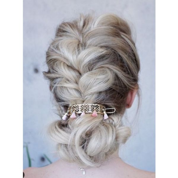  Braided Bun With Gold Colored Accessory Hairstyles For Blonde Hair