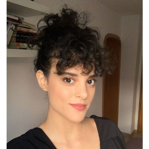  Casual Curly Updo With Bangs For Short Curly Hair