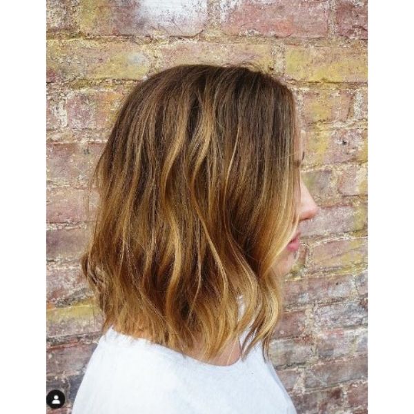 Honey Blonde Balayage For Long Straight Thin Hair With Subtle Waves