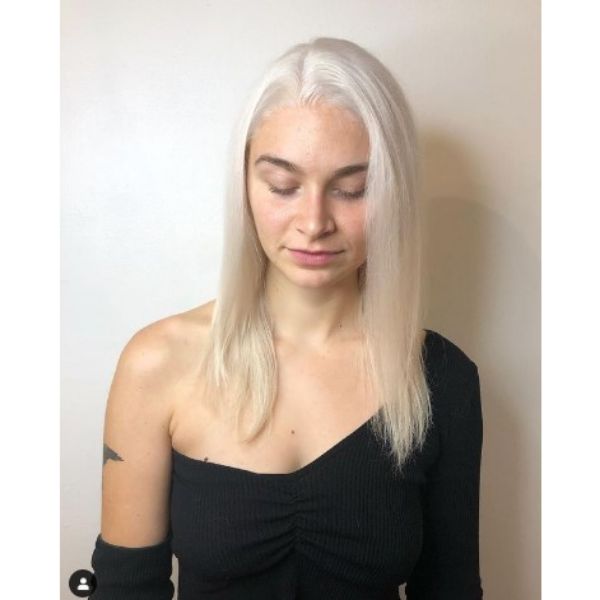 Long Straight Haircut For Icy Blonde Hair
