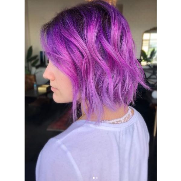  Medium Purple Haircut For Wavy Hair