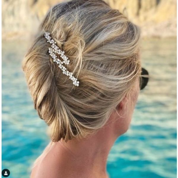 Messy Chic French Twist With Sparkling Hair Sliders For Blonde Thin Hair