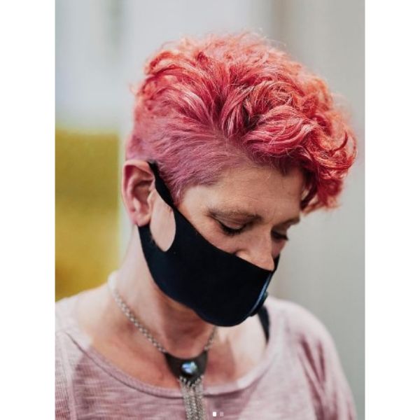 Pink Curly Pixie For Short Hair