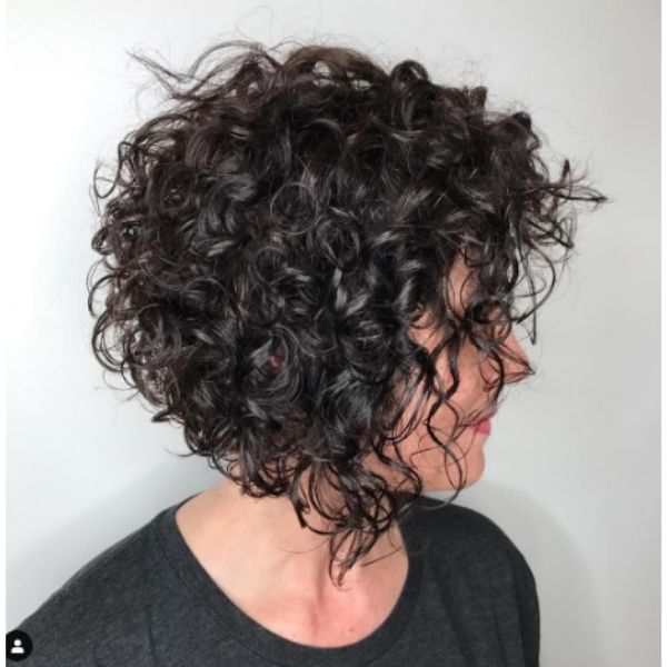  Short Angled Bob Haircut For Curly Hair