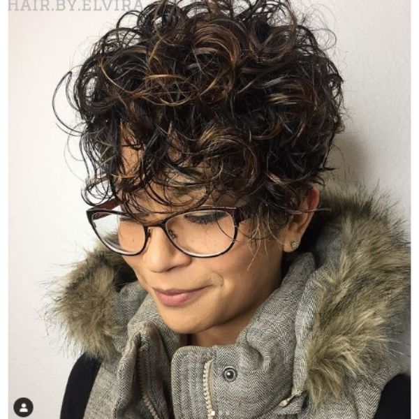 Short Bob with Whipped Curls and Babylights