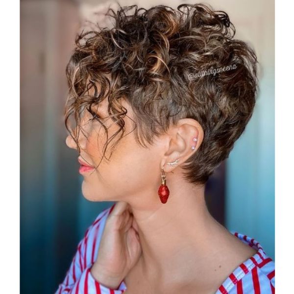  Short Pixie With Curly Top For Balayage Hair