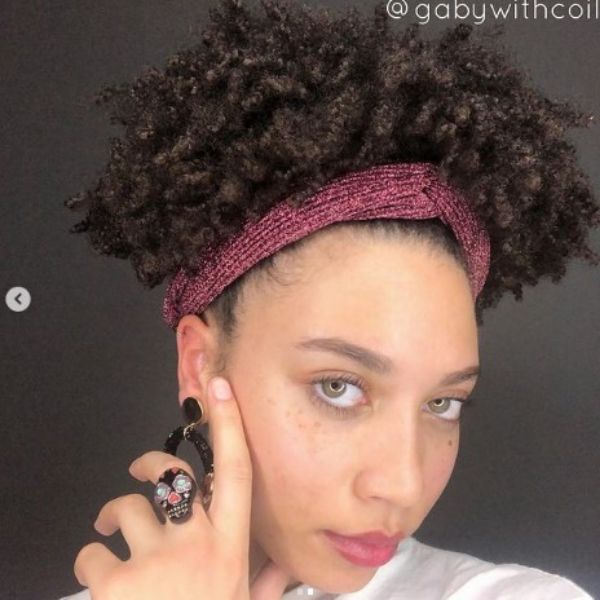 Short Puffy Curly Hair With Sparkling Headband