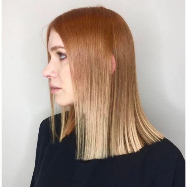 Sleek Straight Copper Blonde Haircut For Thin Hair