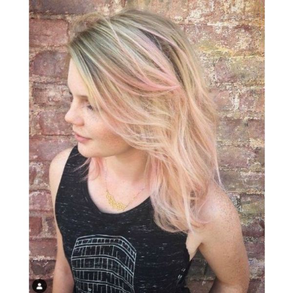 Soft Layered Thin Hair With Pink Highlights