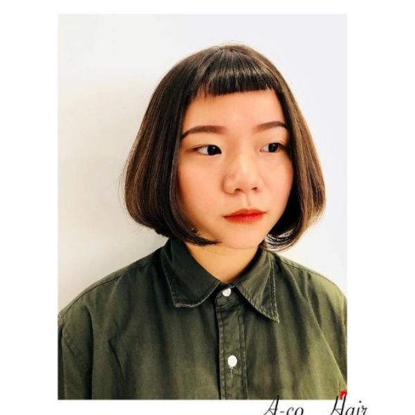  Straight Bob With Baby Bangs For Oval Face And Thin Hair