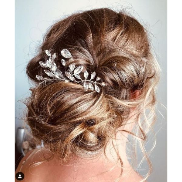 Textured Messy Updo With Head Piece