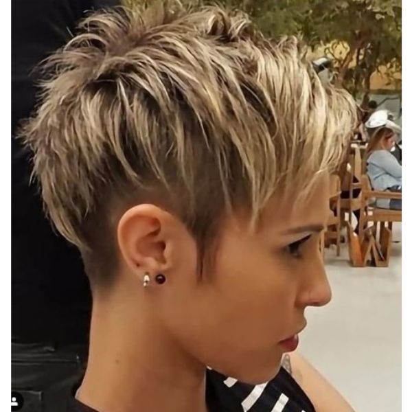  Uneven Pixie Haircut With Razored Sides
