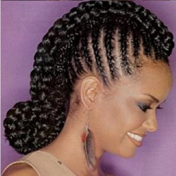  Braided Ponytail With S-shape Ponytail Hairstyles For Black Hair