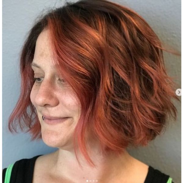 Coral Pink Side Part