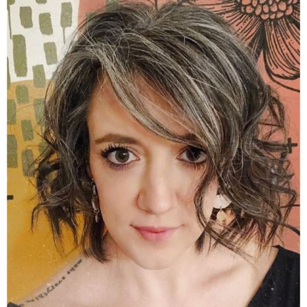 Curly Hairstyle For Natural Grey Hair