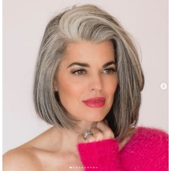  Medium Long Bob With Side-swept Top Hairstyle For Older Women