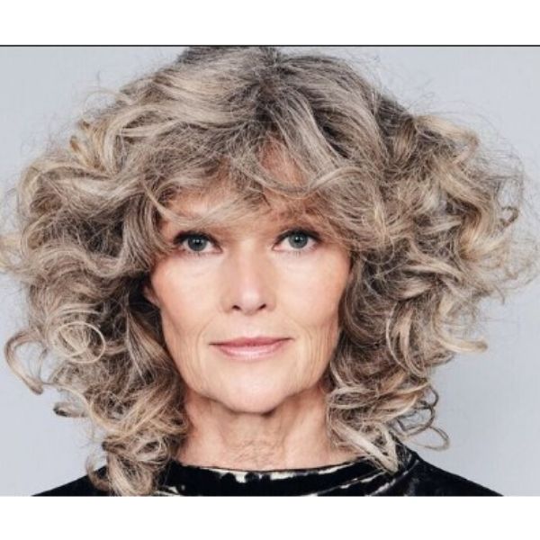  Messy Curly Silver Gray Shag For Older Women