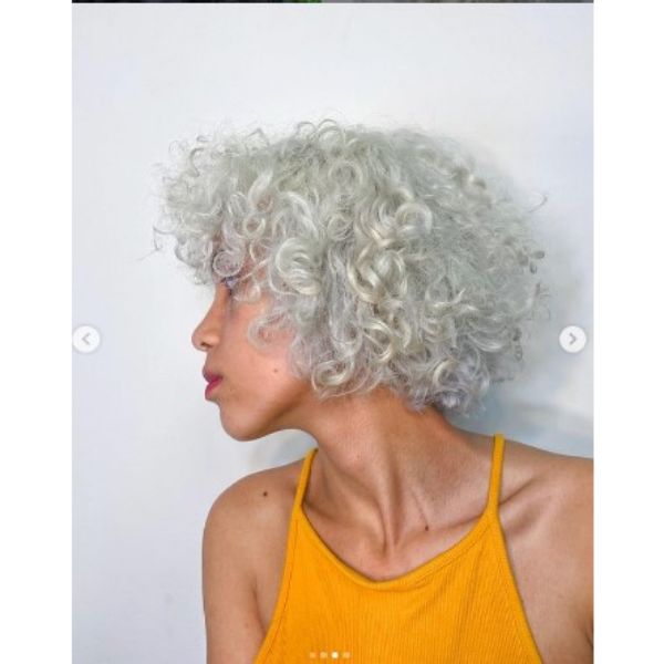 Nordic Ice Blonde with Curly Bangs