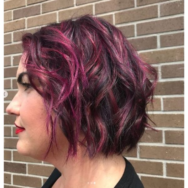 Short Blunt with Thin Pink Highlights