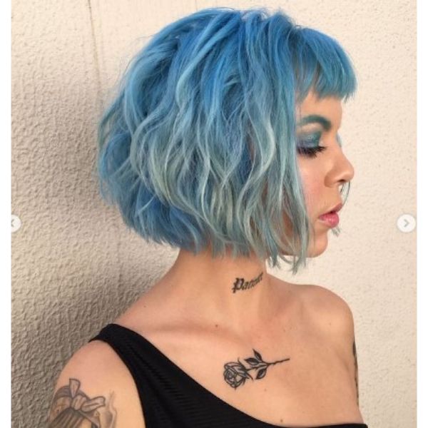 Teal Blue with Baby Bangs