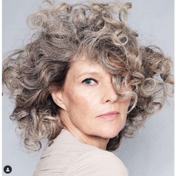  Wild Curly Silver Gray Medium Hairstyles For Older Women