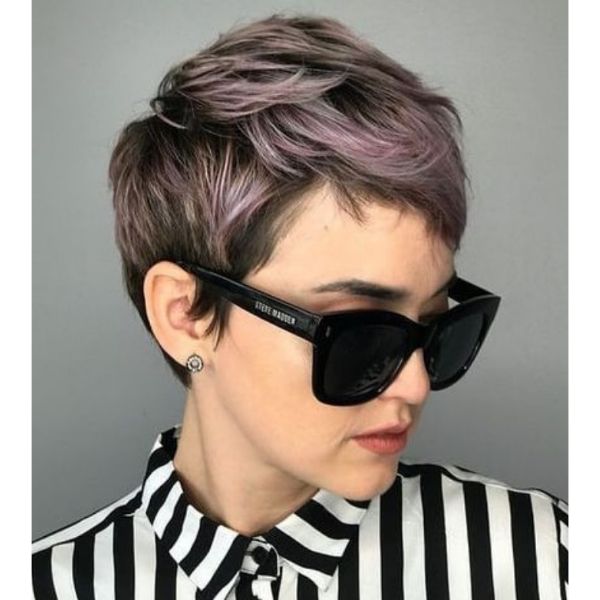 Faded Lavender Hued Pixie Hairstyle