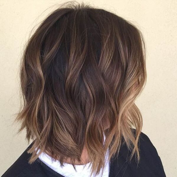 short dark brown hair with ombre highlights