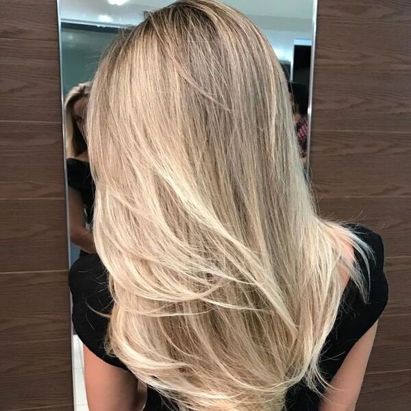 Long Layered Hair with Blonde Shade