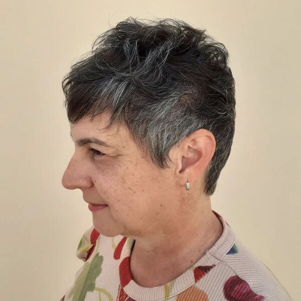 Black and Gray Sweet Pixie Style - a woman in a side view