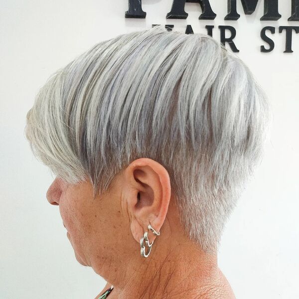 Feathered and Tapered Pixie Style - a woman in a side view