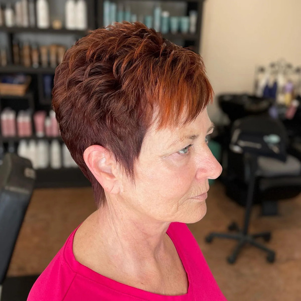 Sassy Pixie Haircuts for Older Women in a Sassy Color - a woman in a side view