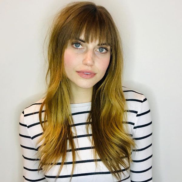 Long Chunky Layers for Straight  Hair with Bangs