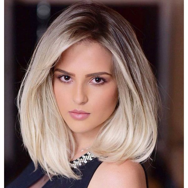 Symmetrical Lob with Blonde Ombre Hairstyle - Long Bob Haircuts
