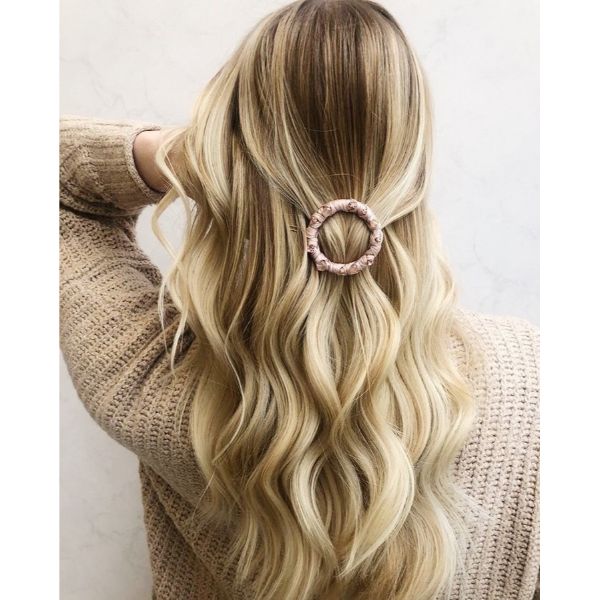 Hair pinned Layers for Blonde Wavy Hair