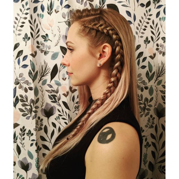 Side-braided Dutch Braided Hairstyles with Side Part for Long Free Falling Hair