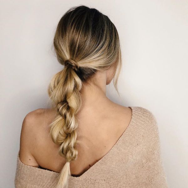 Twisted Low Ponytail for Long Balayage Hair