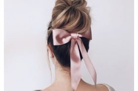 Messy Bun with Glossy Bow Updo
