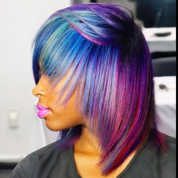 Rainbow Colored Bob Haircut