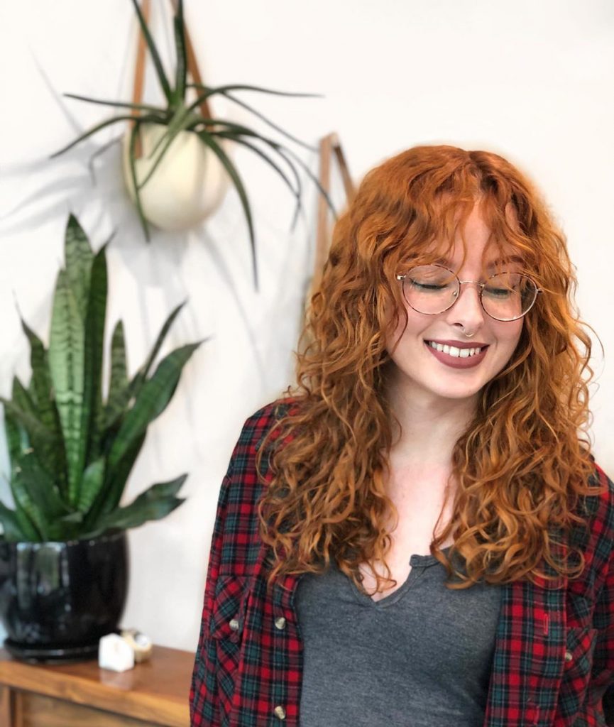 Red Curly Type of Bangs