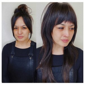 how to cut curtain bangs side part