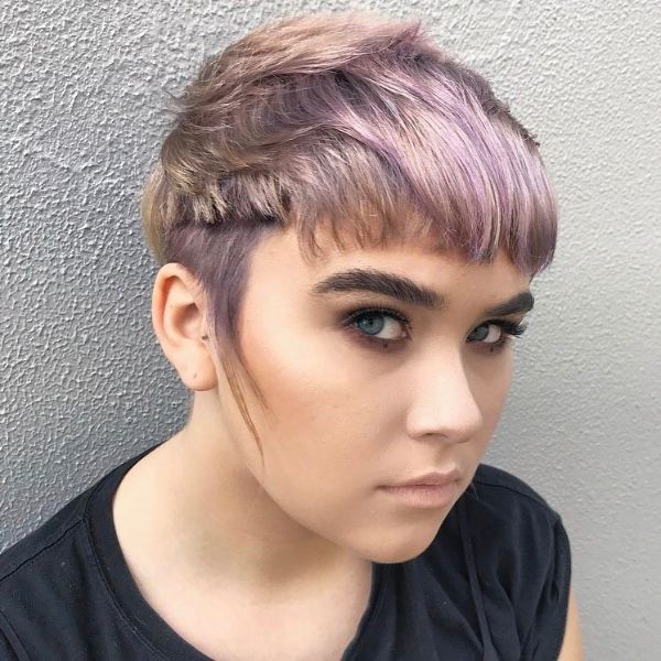 Tomboy Crop Haircut with Lavender Ombre