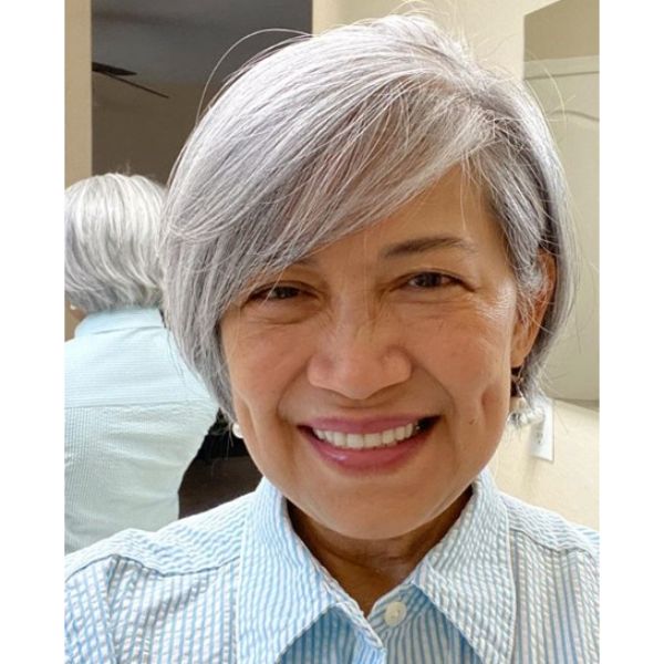 White Short Bob Hairstyle for Women over 60